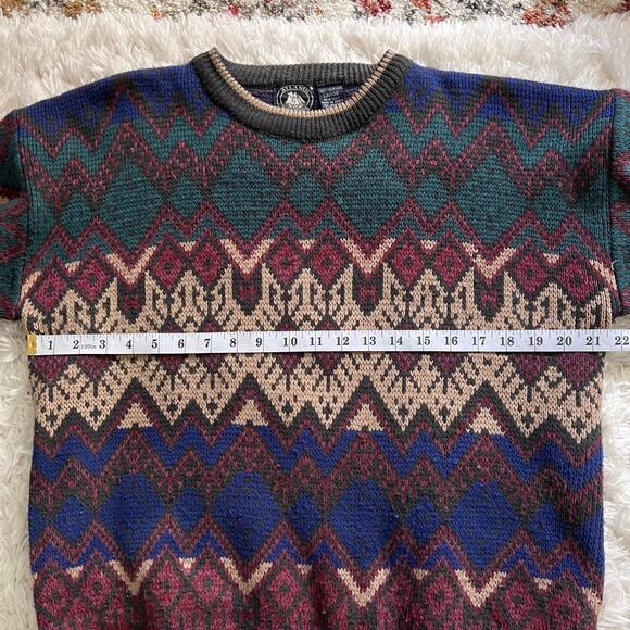 Vtg Atlantic Traders Multicolor Patterned Pullover Sweater Size L - Picture 6 of 6